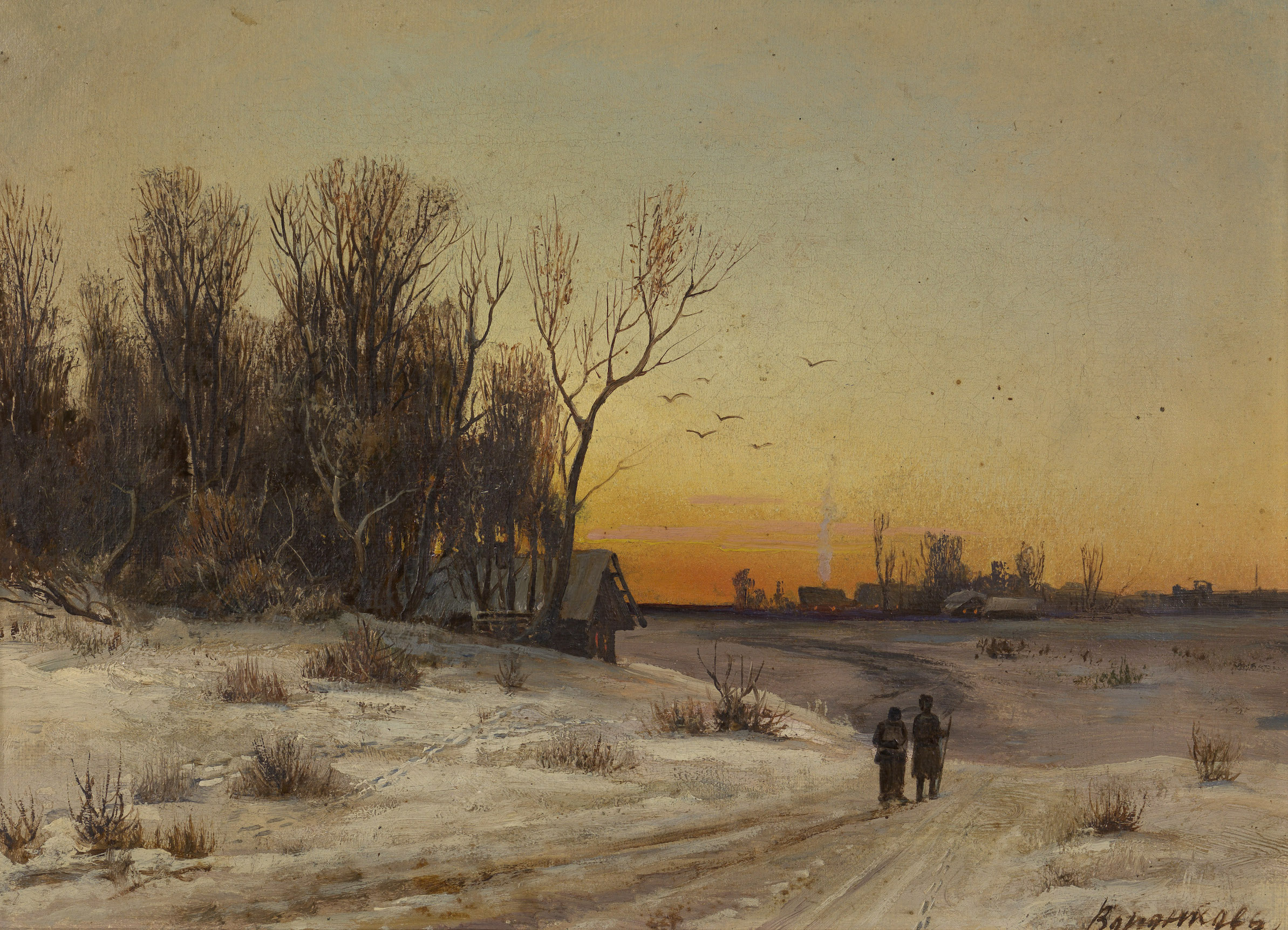 Winter Landscape with a Sunset