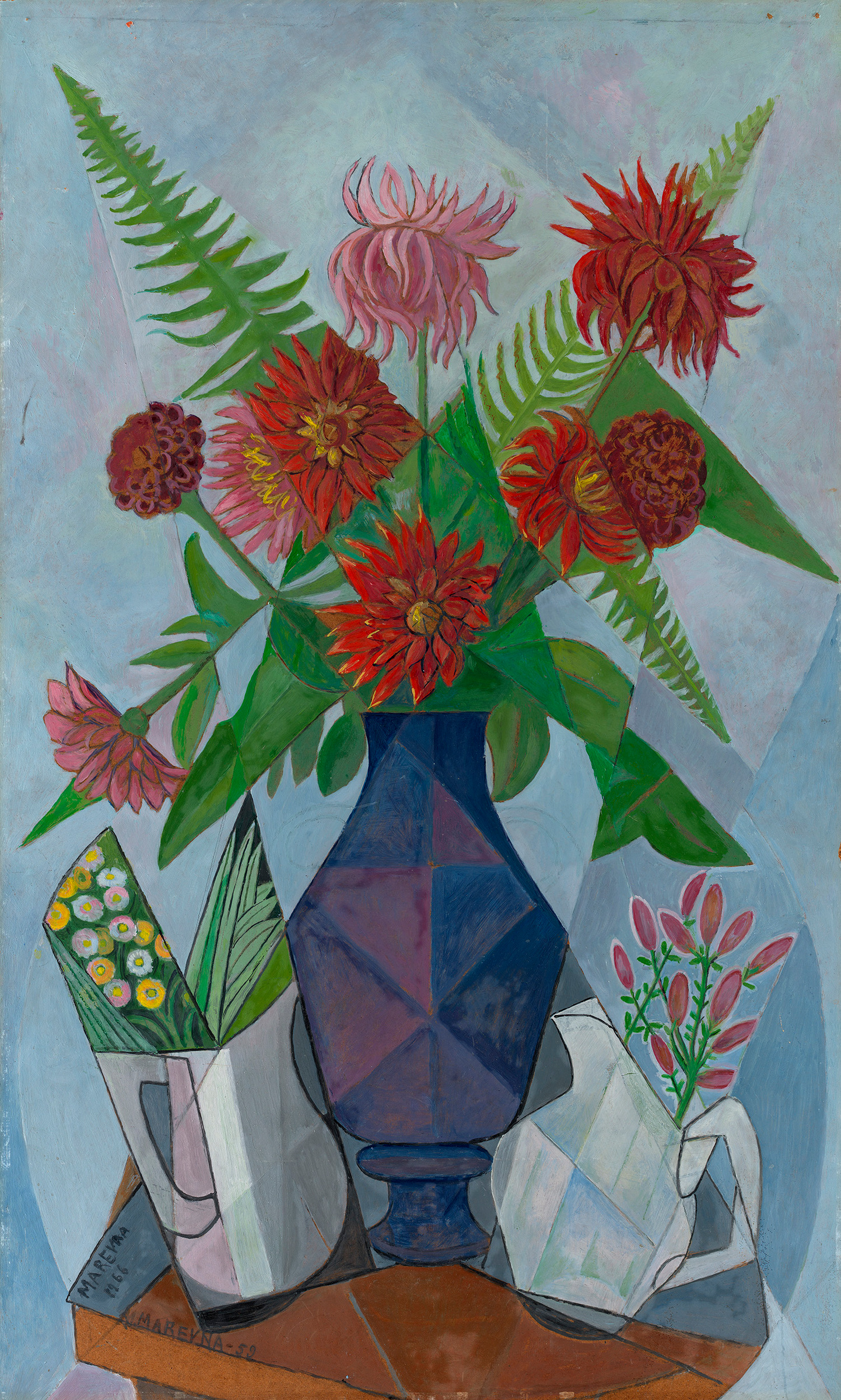 Cubist Still Life with Chrysanthemums