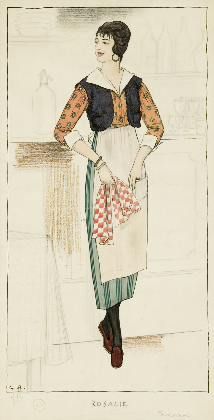 Rosalie, Costume Design for the Film ''Les amants de Montparnasse'' by Jacques Becker