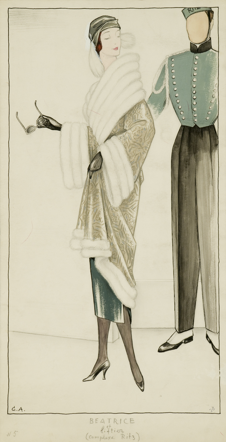Beatrice and Liftboy, Costume Design for the Film ''Les amants de Montparnasse'' by Jacques Becker
