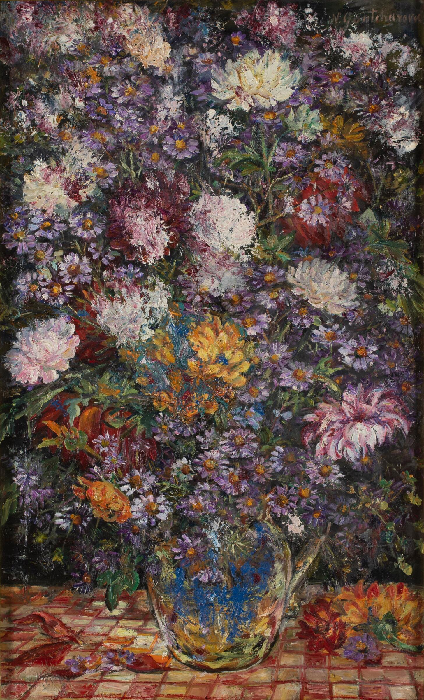 <a href='/catalogue/view?id=16452'>lot</a> GONCHAROVA, NATALIA, <i>Flowers in a Jug</i><br> SOLD FOR 68,105 GBP.