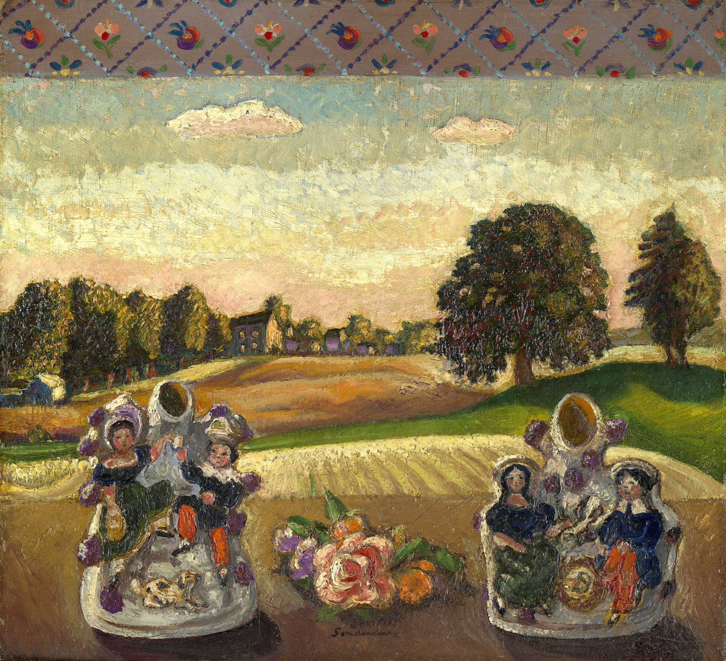 Porcelain Figurines in a Landscape