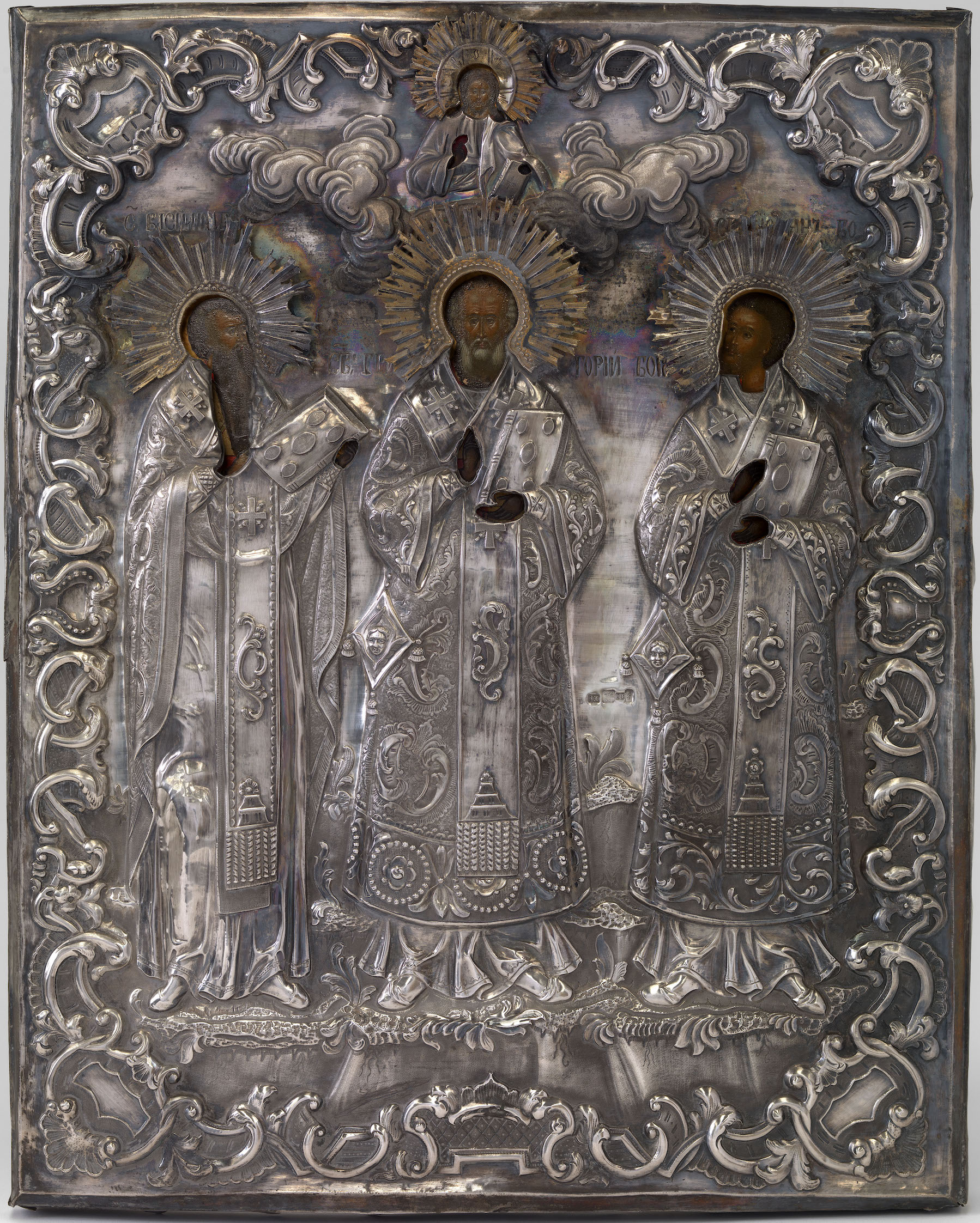 OKLAD STRUCK WITH MAKER'S INITIALS "F.S" IN CYRILLIC, YAROSLAVL, 1857, 84 STANDARD