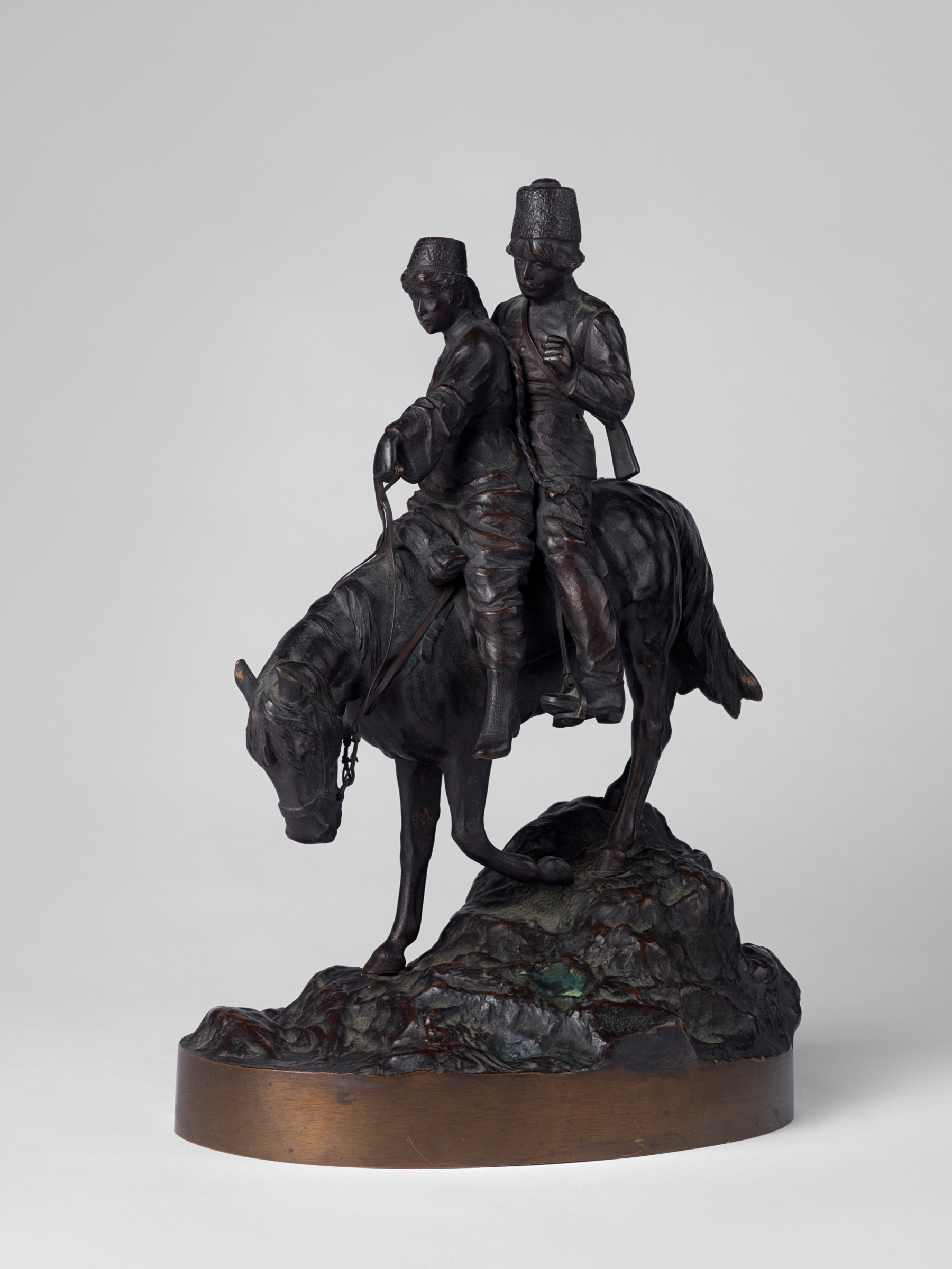 A Bronze Group of Cossacks Lovers on Horseback