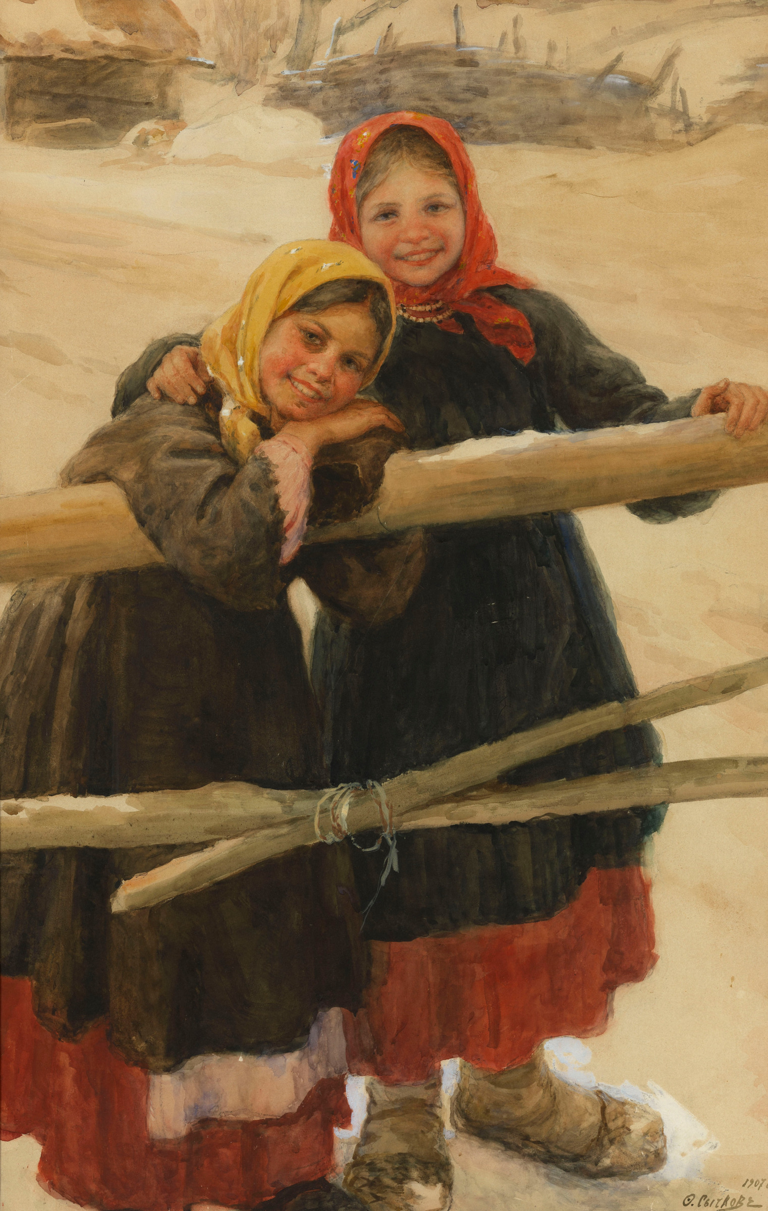 Peasant Girls in Winter